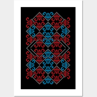 Palestinian Traditional Realistic Tatreez Palestine Folk Embroidery Art Design #3 - lght Posters and Art